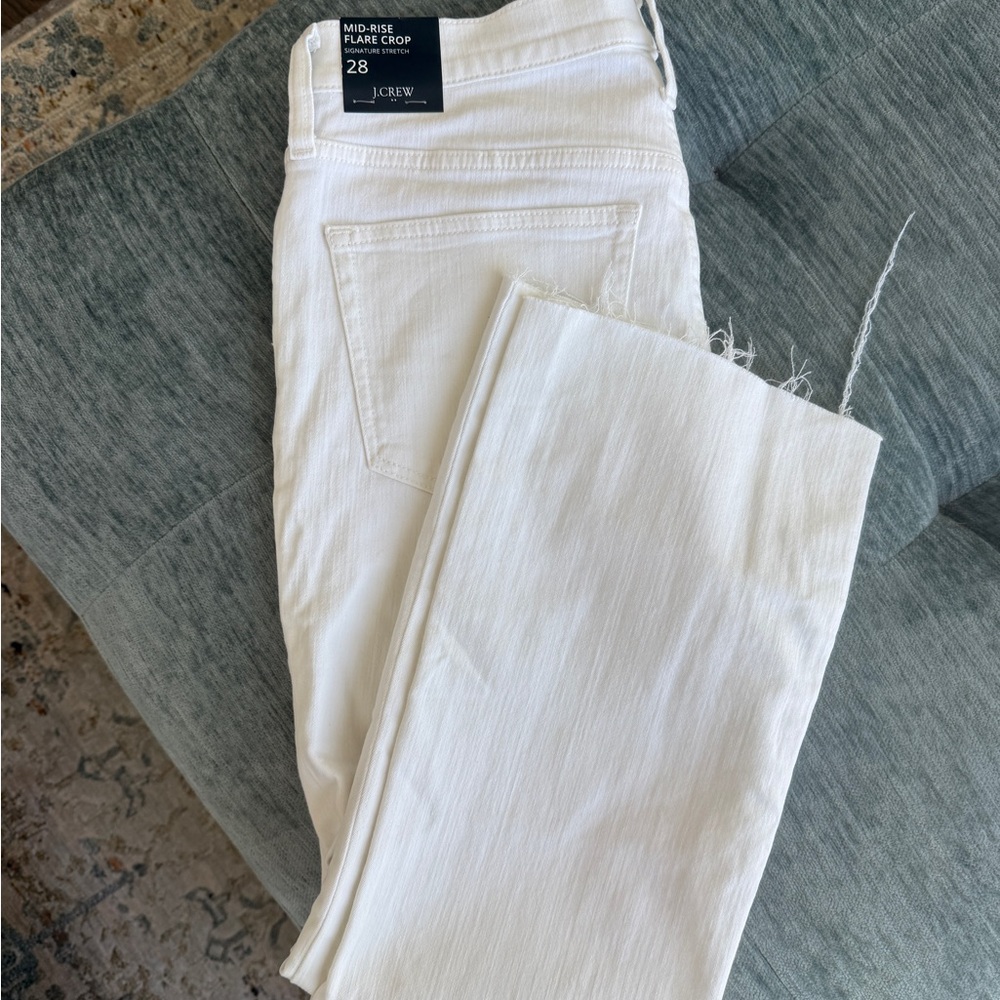NWT J. Crew Mid-Rise Flare Crop Jeans - White